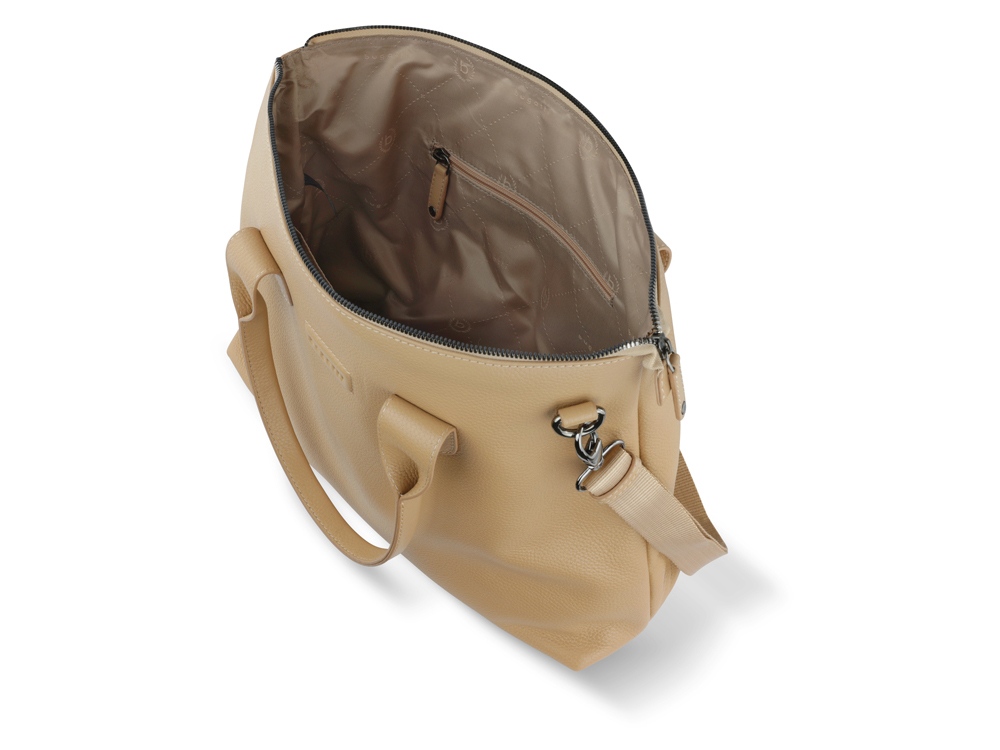 Сумка-шоппер BUGATTI ЭЛЬЗА | ELSA, песочного цвета, воловья кожа/полиэстер, 46х11х31,5 см