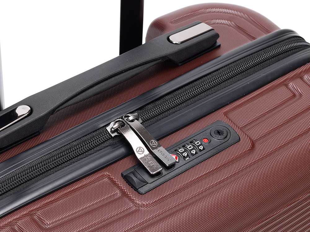 Чемодан TORBER ОНЕГА, бордовый, ABS-пластик, 59,5 х 39,5 х 24 см, 46 л