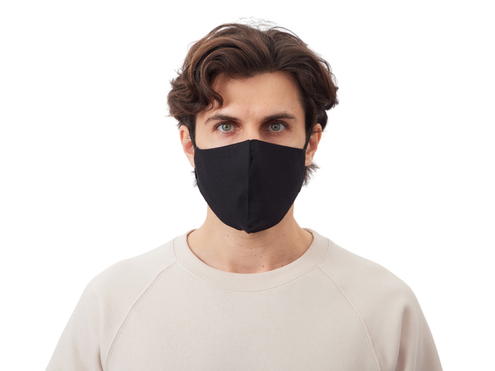 Маска для лица многоразовая из хлопка, анатомической формы без шва с логотипом  | Print Logo