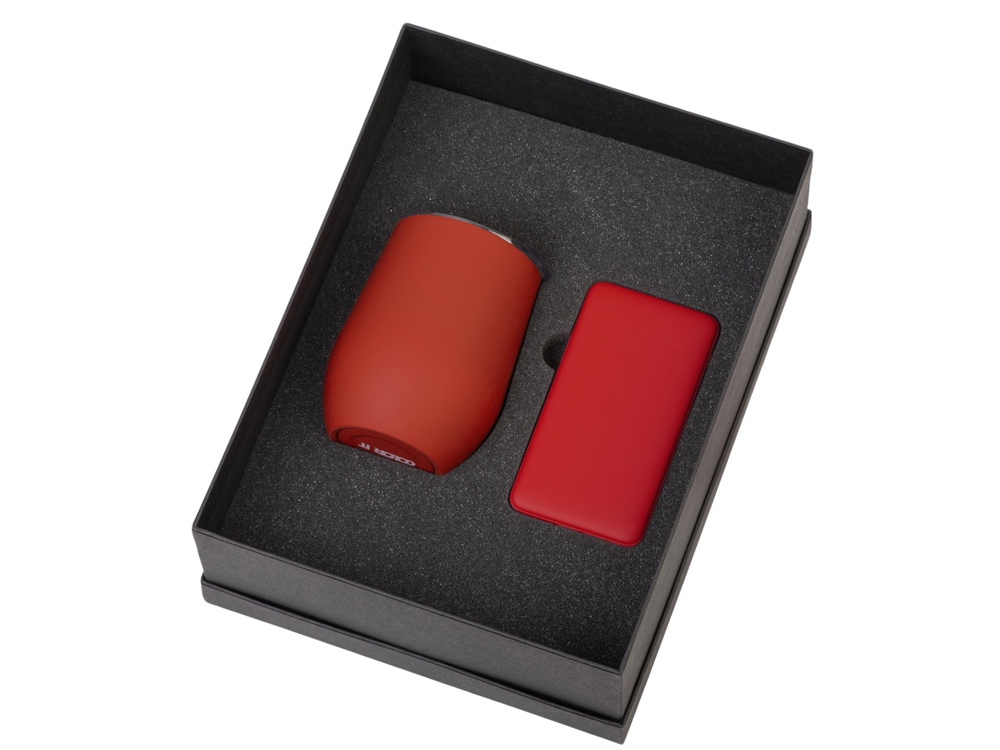 Подарочный набор с термокружкой и повербанком С2, 10000 mAh, красный