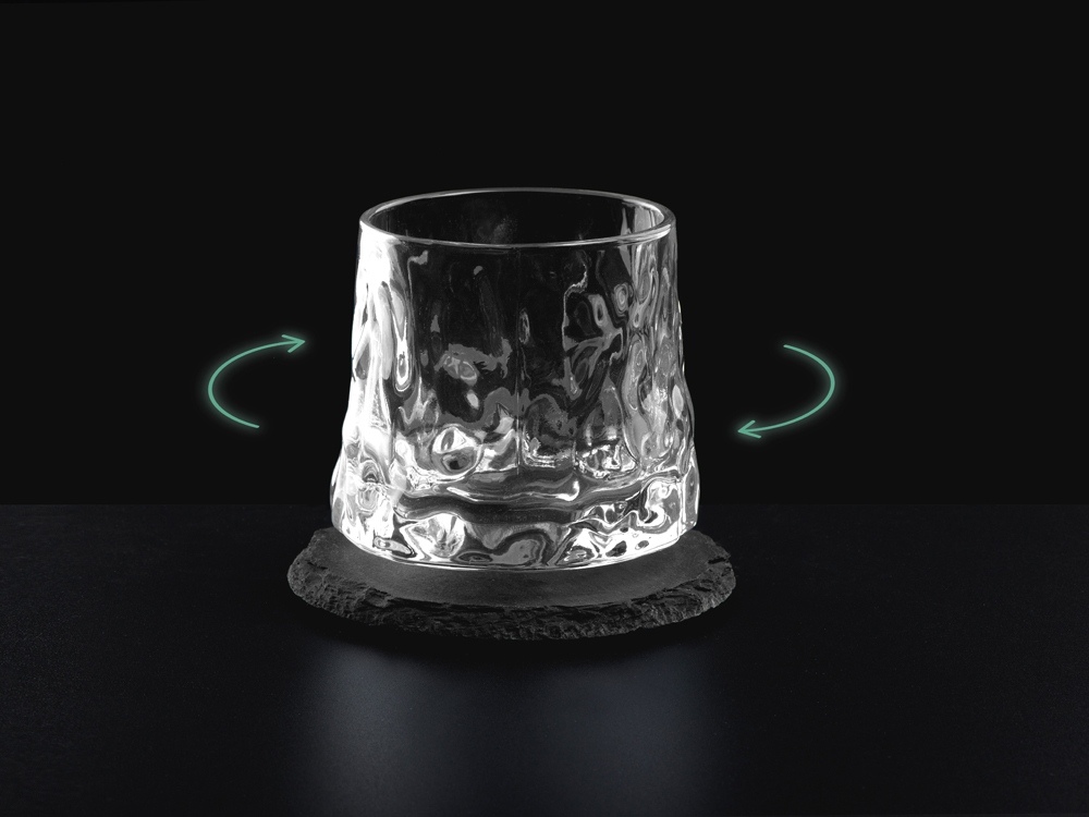 Вращающийся бокал для виски на сланцевом костере Bromo с логотипом Master of Wine | Print Logo