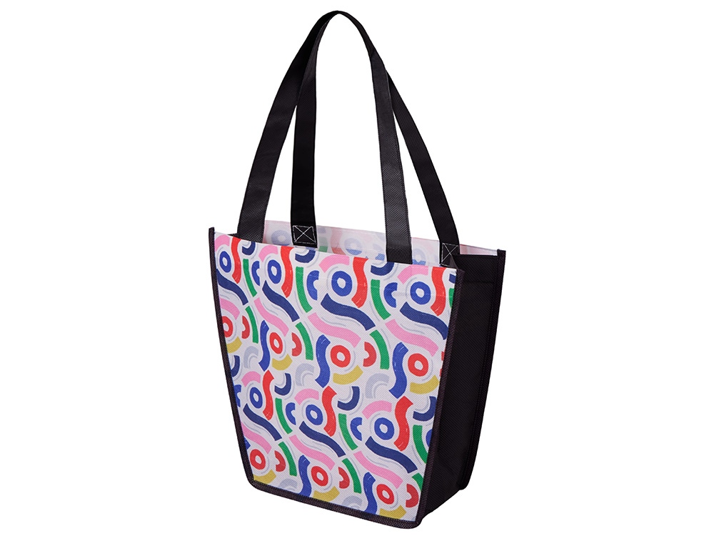 Сумка для шопинга с донной складкой и ручкой из PET ткани, 20.32*30.48*25.4 см