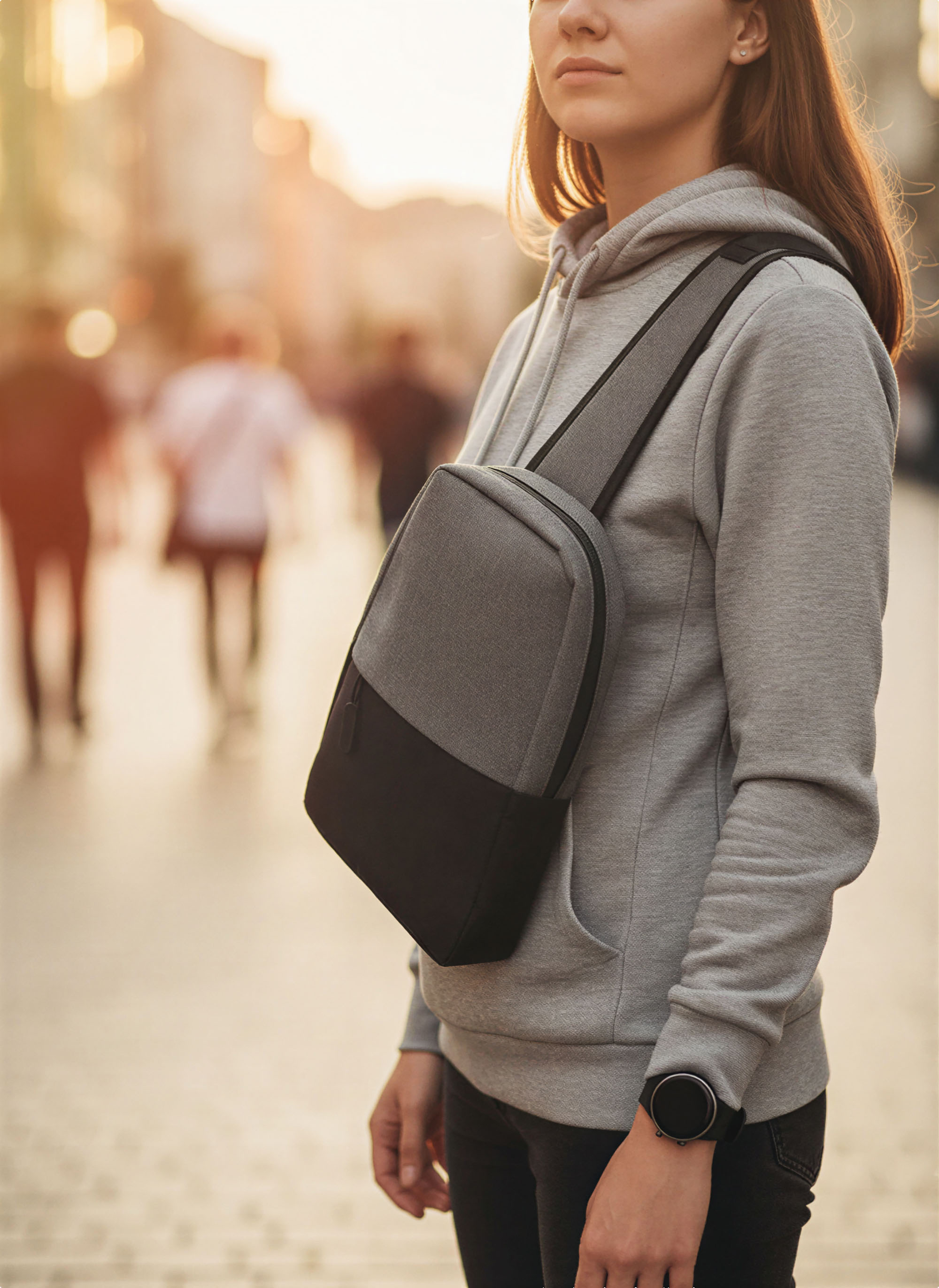 Рюкзак "Single" на одно плечо, серый