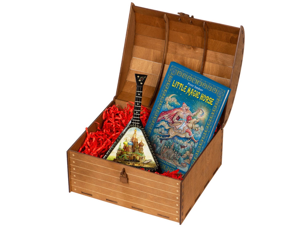 Подарочный набор Музыкальная Россия: балалайка, книга Конек - горбунок с логотипом  | Print Logo