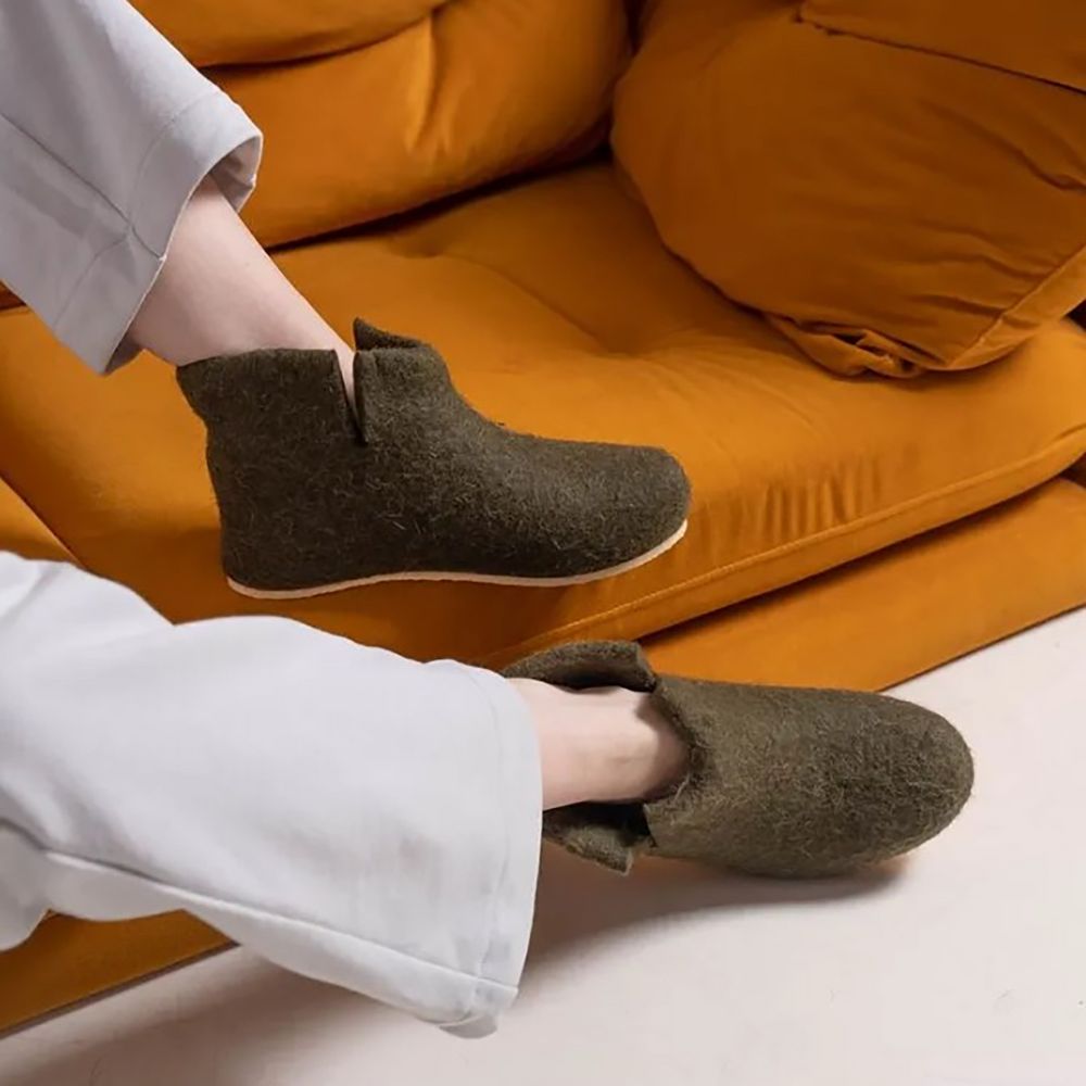 Домашние валенки Wild, зеленые (олива), размер 40