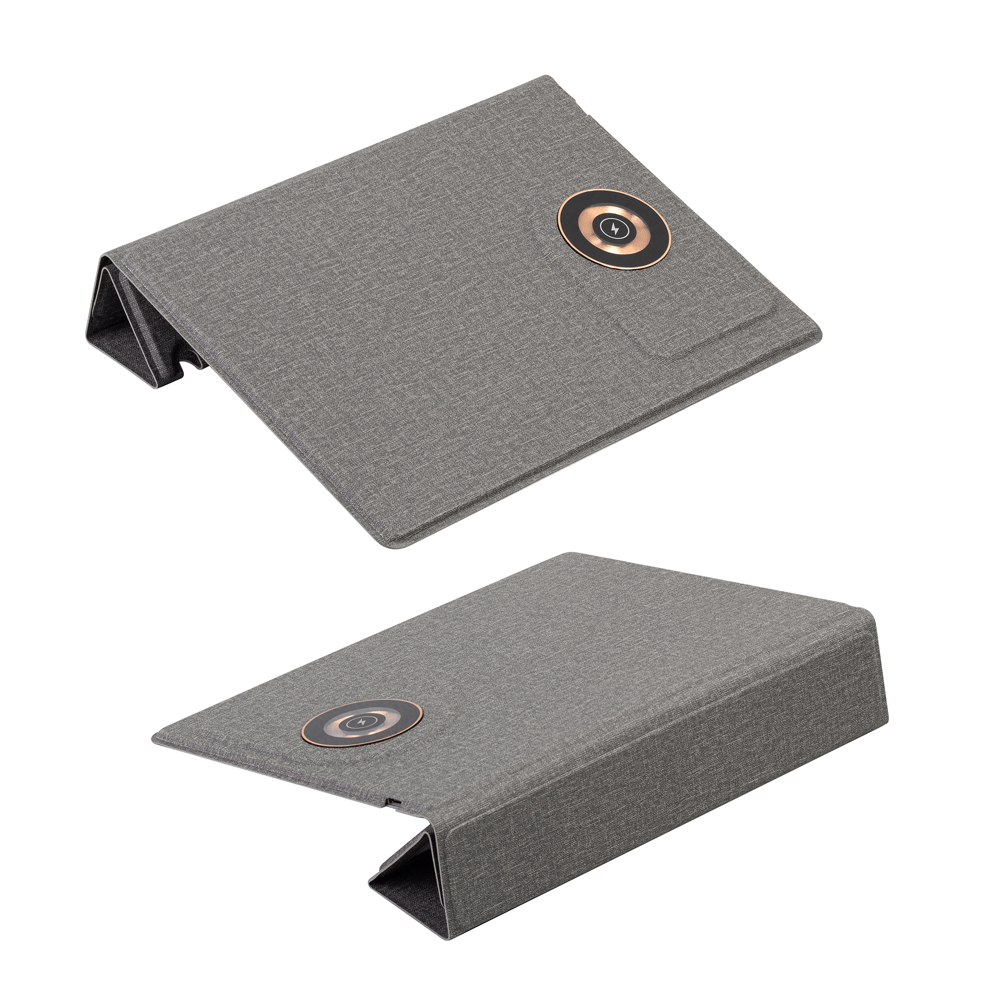 Настольная складная подставка "Cool Mat" с беспроводным (15W) ЗУ, сенсорной подсветкой логотипа, функцией MagSafe и ковриком для мыши фото на сайте Print Logo.