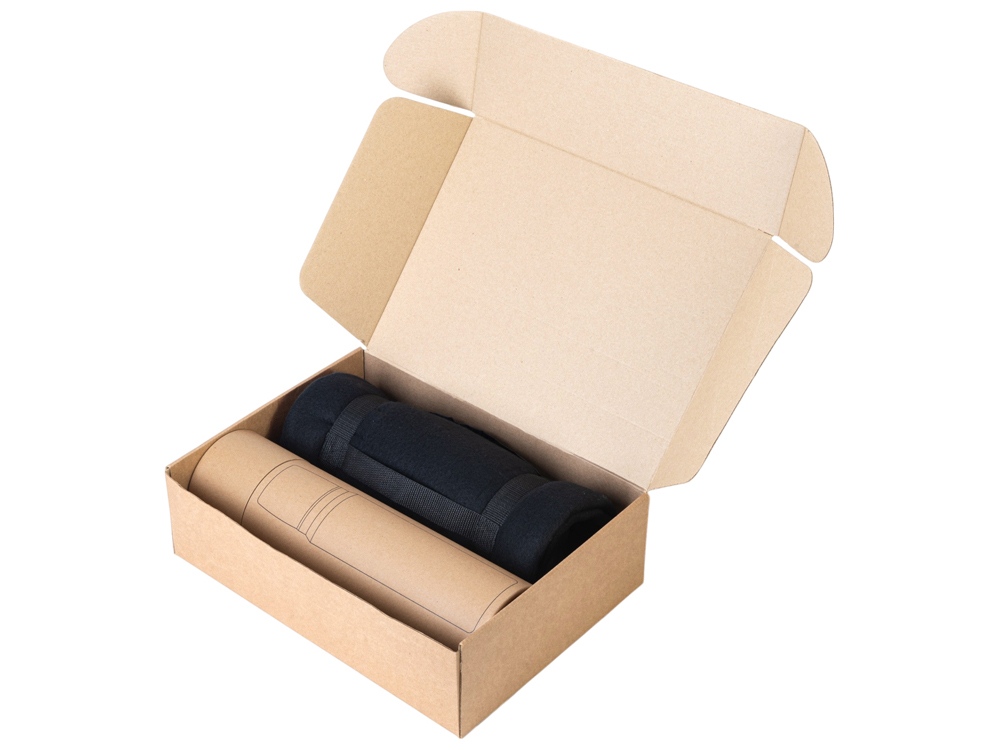 Подарочный набор из термоса и пледа Serenity, черный