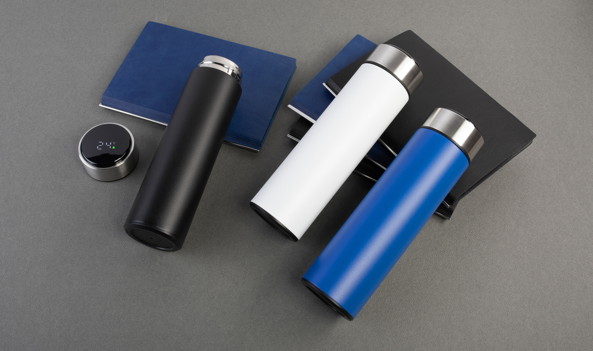 Термос "Бостон silver line" 500 мл с индикацией температуры, пудра фото на сайте Print Logo.