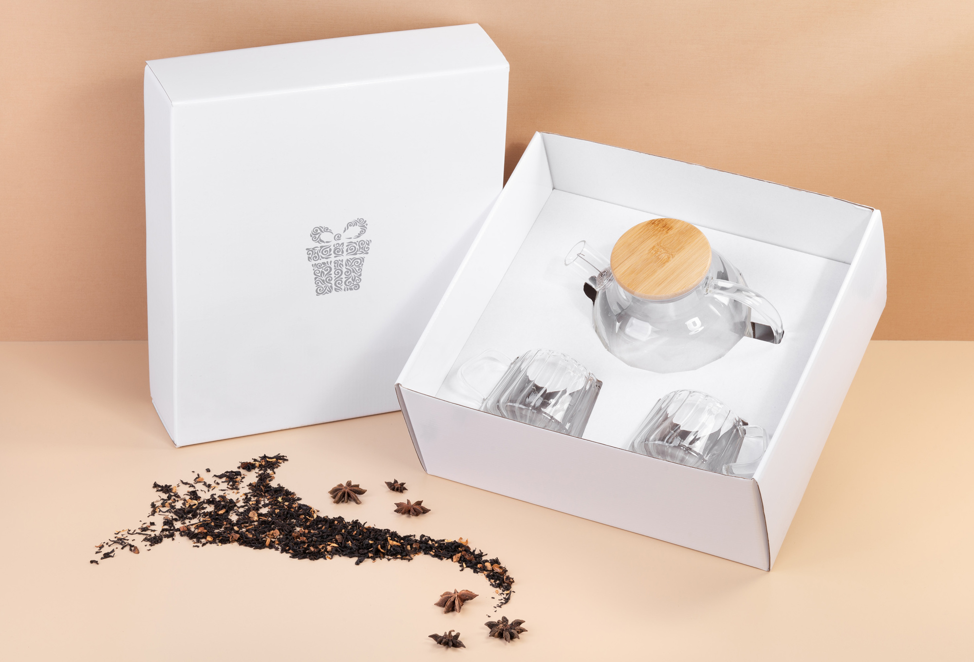 Набор подарочный "Чайные традиции" чайник, 2 кружки фото на сайте Print Logo.