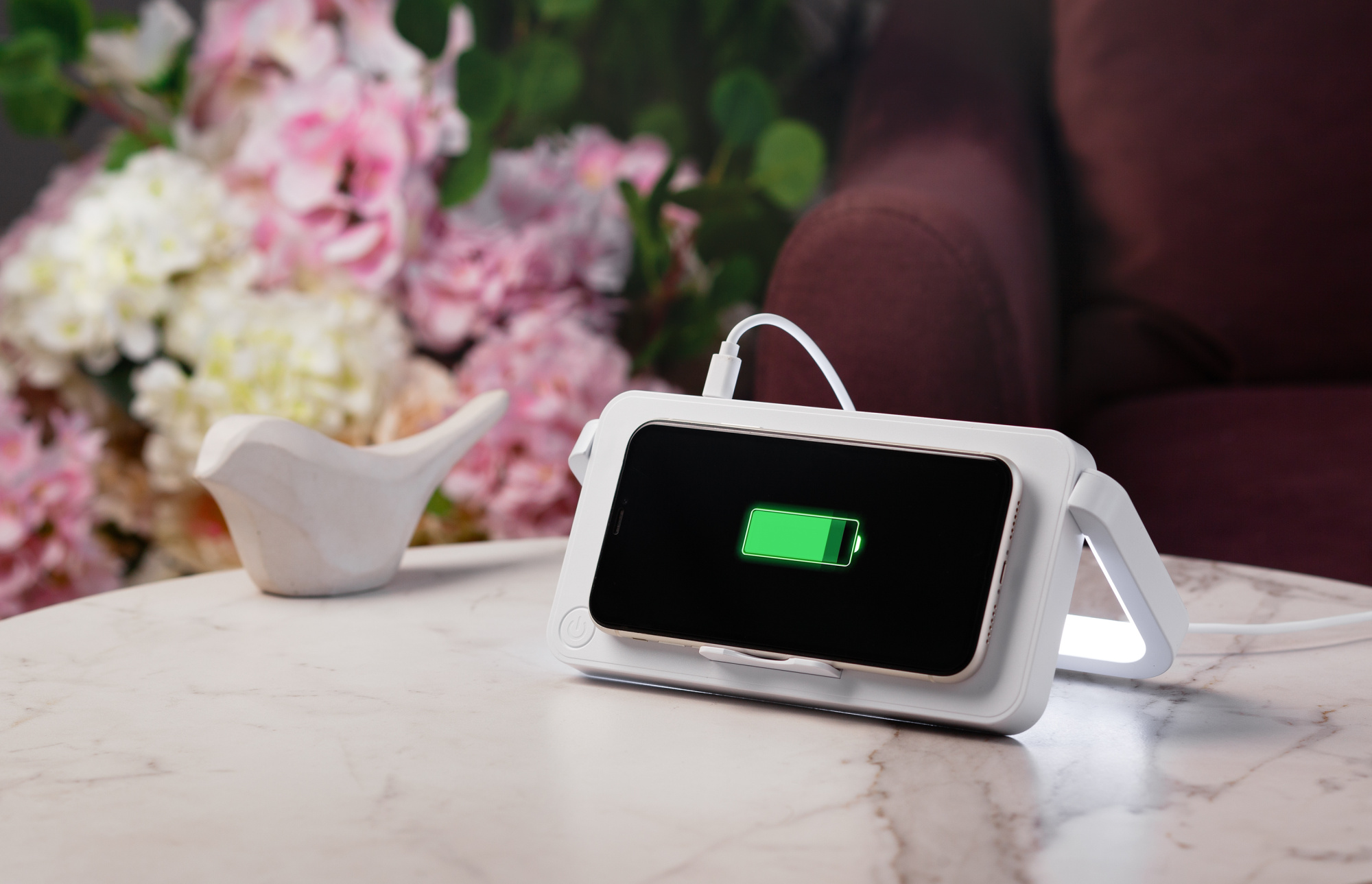 Лампа складная "Smart Light" с беспроводным (10W) зарядным устройством и подставкой для смартфона фото на сайте Print Logo.