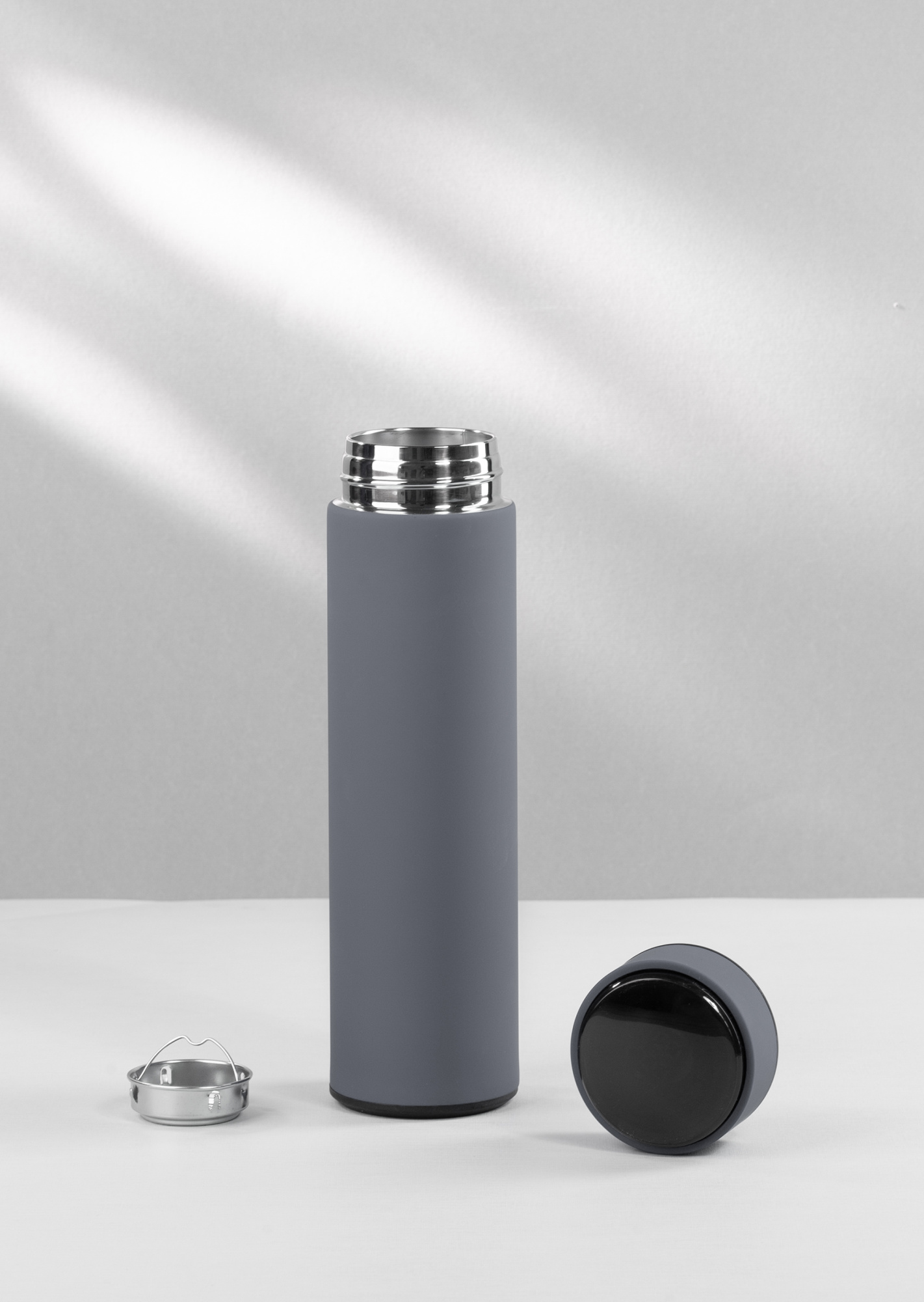 Термос "Бостон next" 500 мл с индикацией температуры, soft touch, сменная батарейка фото на сайте Print Logo.