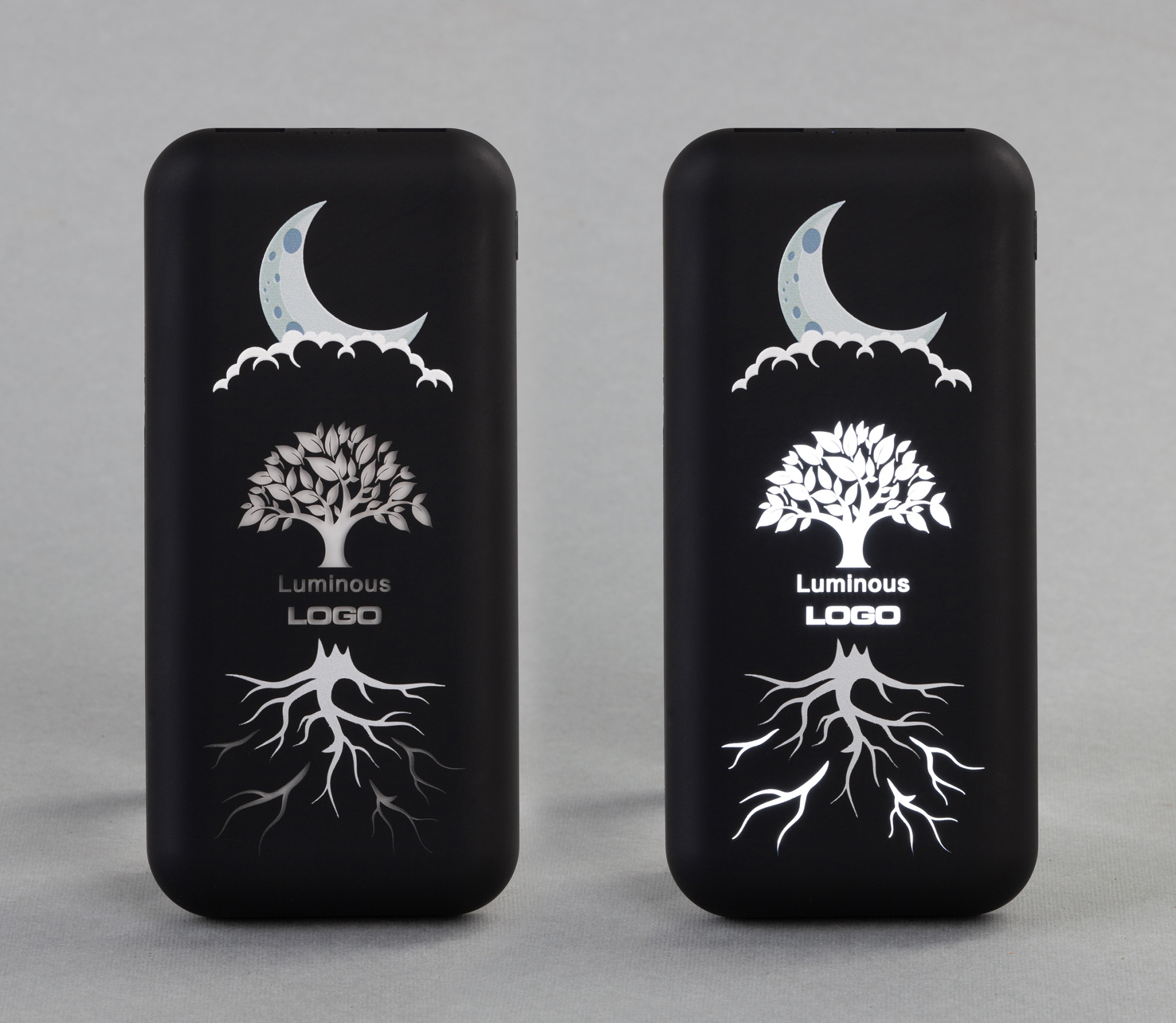 Беспроводное зарядное устройство "Sticky SOFTTOUCH", 10000 mAh с подсветкой логотипа и присосками фото на сайте Print Logo.