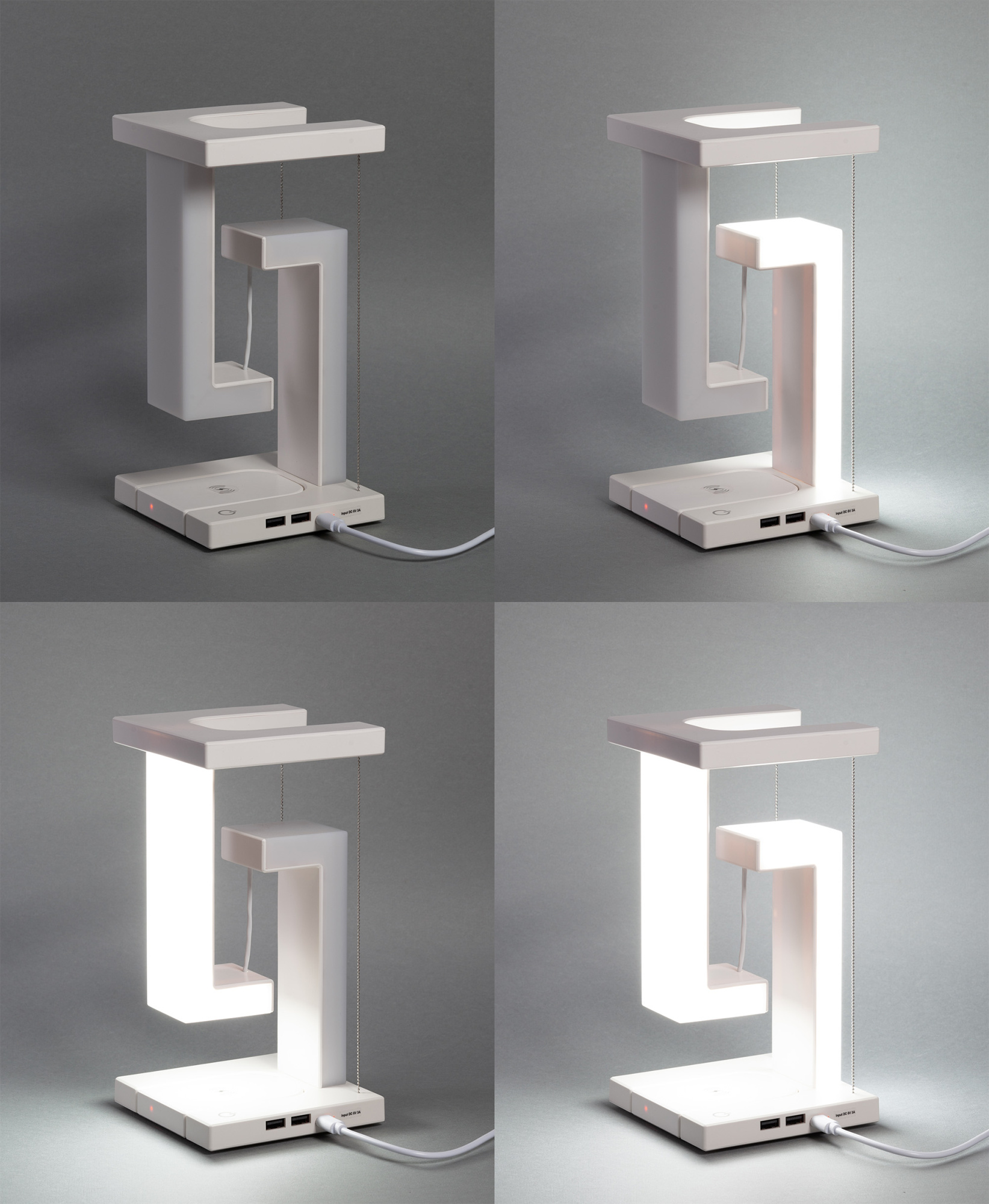 Левитирующая настольная лампа "Twin" с функцией беспроводной зарядки фото на сайте Print Logo.