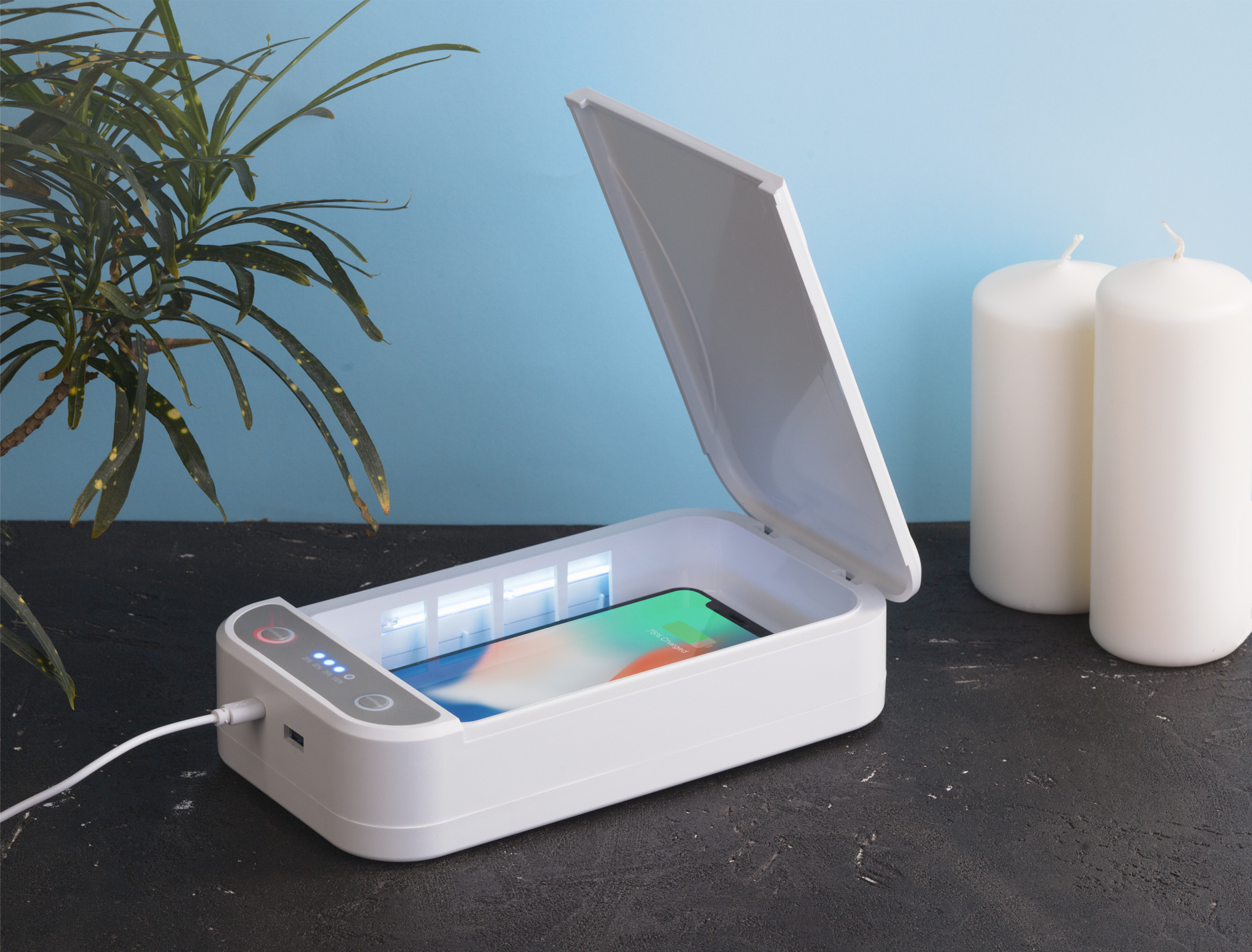 УФ-стерилизатор с беспроводным зарядным устройством фото на сайте Print Logo.