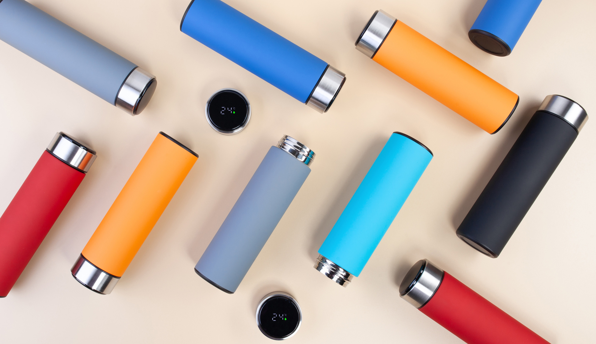 Термос "Бостон silver line" 500 мл с индикацией температуры, soft touch фото на сайте Print Logo.