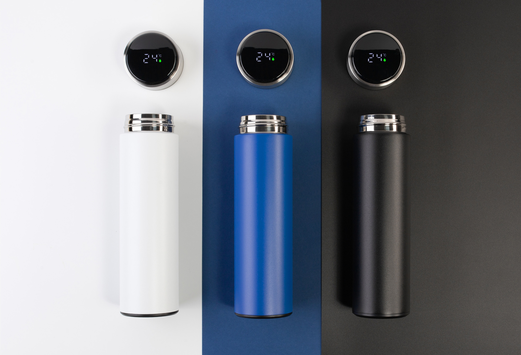 Термос "Бостон silver line" 500 мл с индикацией температуры, пудра фото на сайте Print Logo.