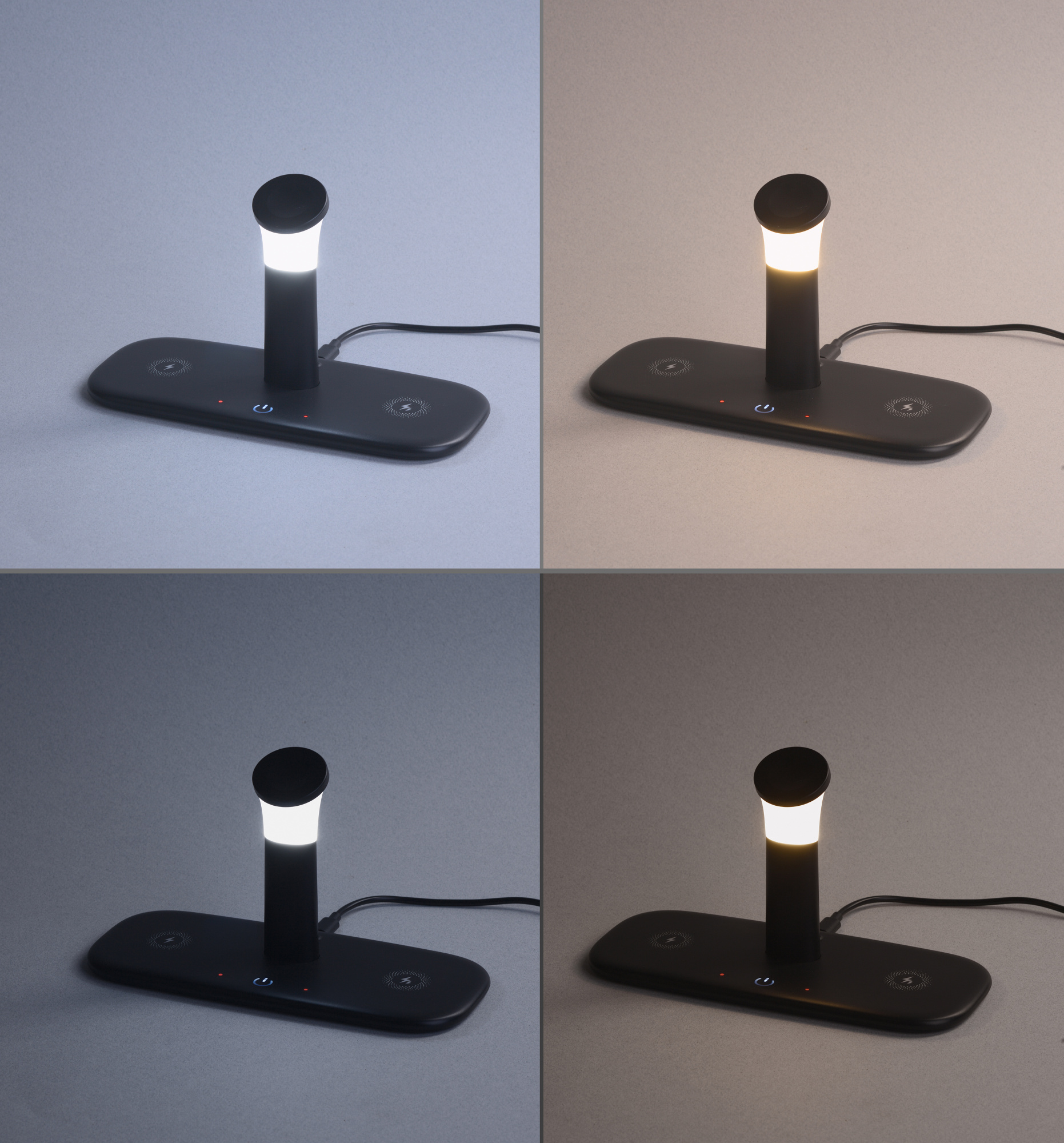 Настольная беспроводная (15W) зарядная станция "Bridge" для часов, наушников, смартфонов, с лампой фото на сайте Print Logo.