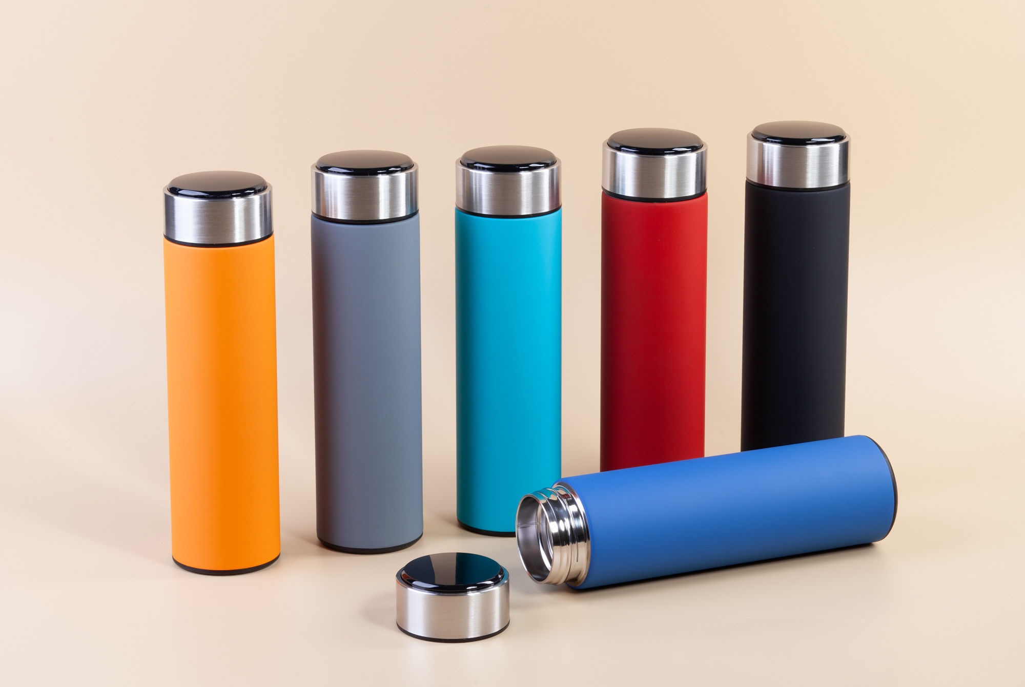 Термос "Бостон silver line" 500 мл с индикацией температуры, soft touch фото на сайте Print Logo.