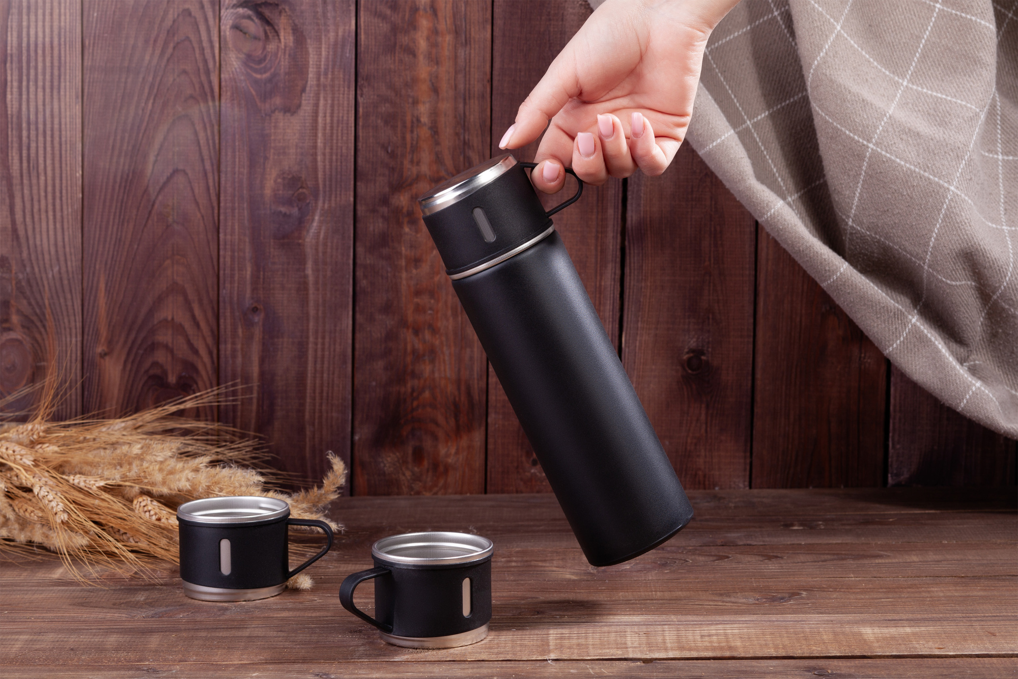 Набор подарочный "Алтай": термос, 3 кружки, пудра фото на сайте Print Logo.