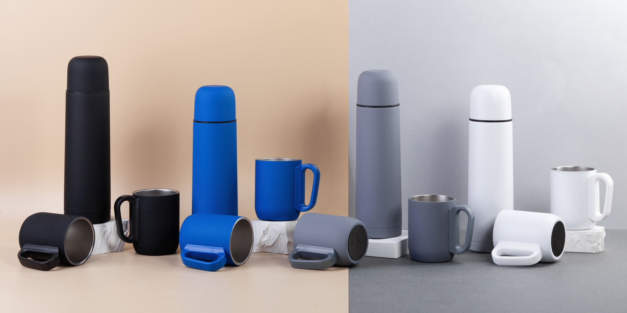 Набор "Гейзер" (термос, 2 кружки), покрытие пудра фото на сайте Print Logo.