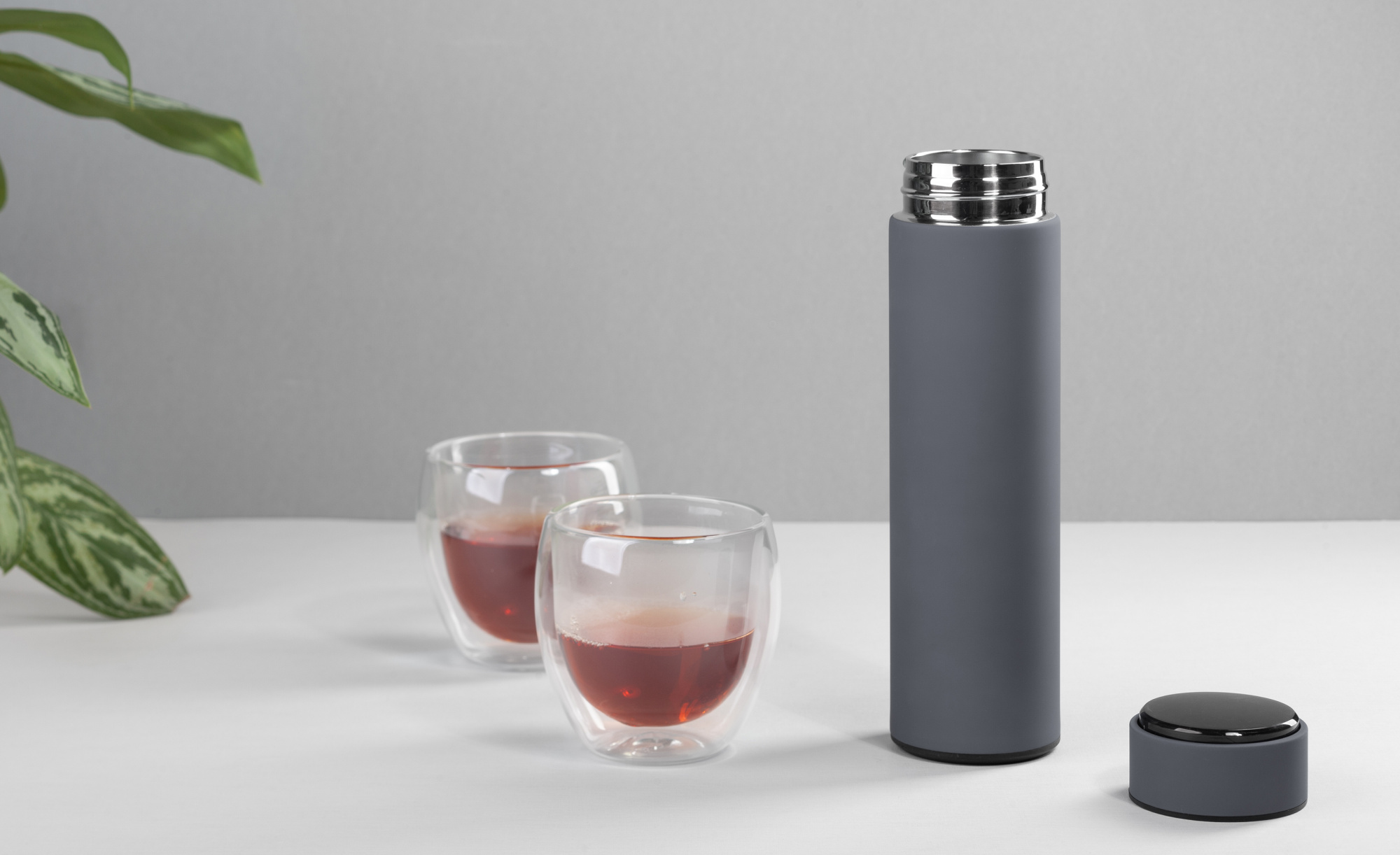 Термос "Бостон next" 500 мл с индикацией температуры, soft touch, сменная батарейка фото на сайте Print Logo.